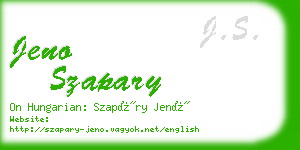 jeno szapary business card